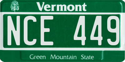 VT license plate NCE449