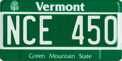 VT license plate NCE450
