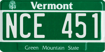 VT license plate NCE451