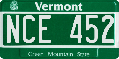VT license plate NCE452