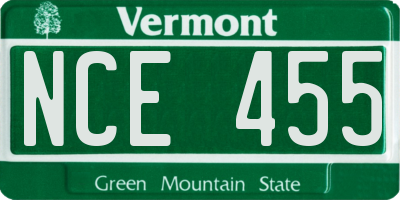 VT license plate NCE455