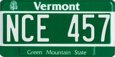 VT license plate NCE457