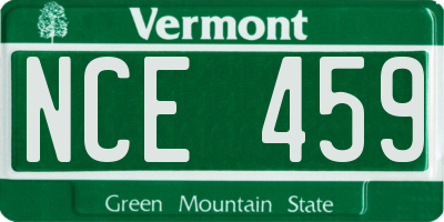 VT license plate NCE459