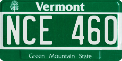 VT license plate NCE460