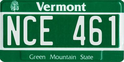 VT license plate NCE461