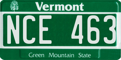 VT license plate NCE463