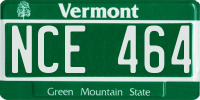 VT license plate NCE464