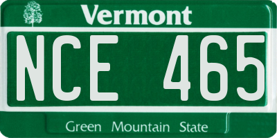 VT license plate NCE465