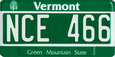 VT license plate NCE466