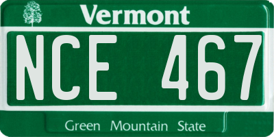 VT license plate NCE467