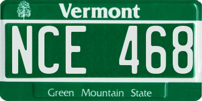 VT license plate NCE468
