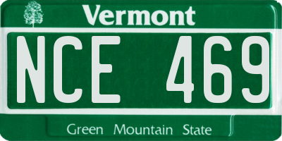 VT license plate NCE469