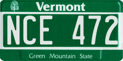 VT license plate NCE472