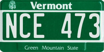 VT license plate NCE473