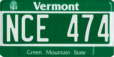 VT license plate NCE474