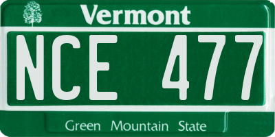 VT license plate NCE477