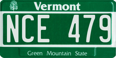 VT license plate NCE479