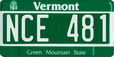VT license plate NCE481