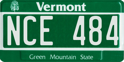 VT license plate NCE484