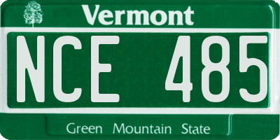 VT license plate NCE485