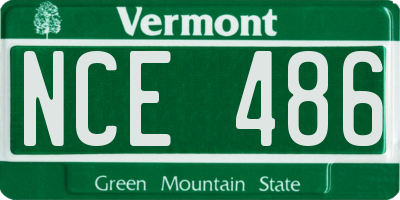 VT license plate NCE486
