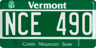 VT license plate NCE490