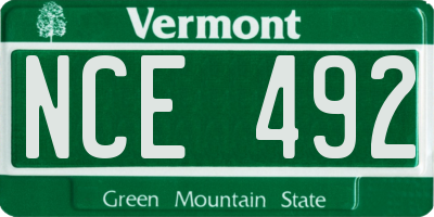 VT license plate NCE492
