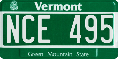 VT license plate NCE495