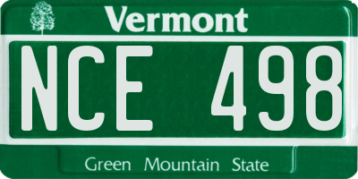VT license plate NCE498