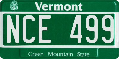 VT license plate NCE499