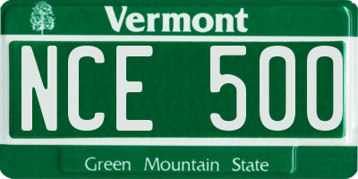 VT license plate NCE500