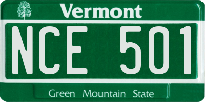 VT license plate NCE501