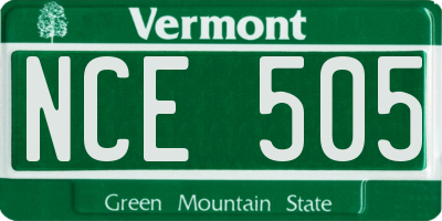 VT license plate NCE505