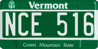 VT license plate NCE516