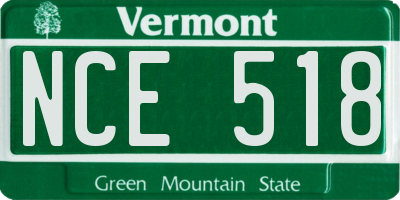 VT license plate NCE518