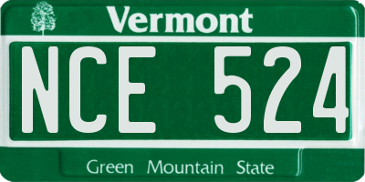VT license plate NCE524