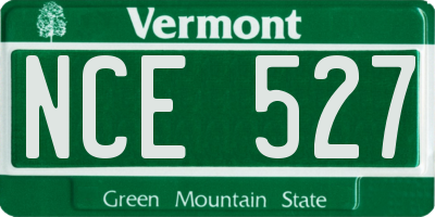 VT license plate NCE527