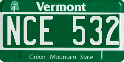 VT license plate NCE532