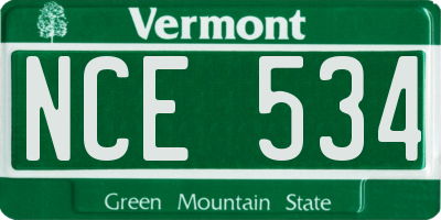 VT license plate NCE534