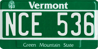 VT license plate NCE536