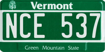 VT license plate NCE537