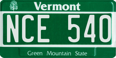 VT license plate NCE540