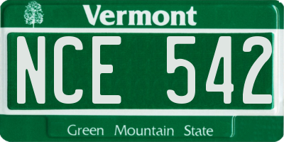 VT license plate NCE542