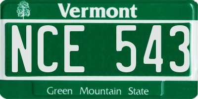 VT license plate NCE543