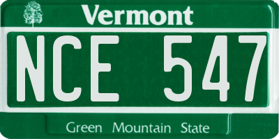 VT license plate NCE547