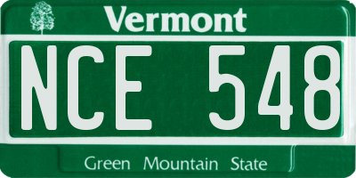 VT license plate NCE548