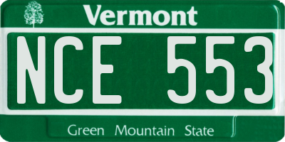 VT license plate NCE553