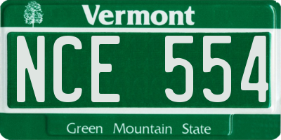 VT license plate NCE554
