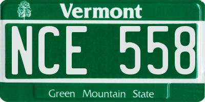 VT license plate NCE558