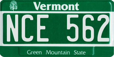 VT license plate NCE562